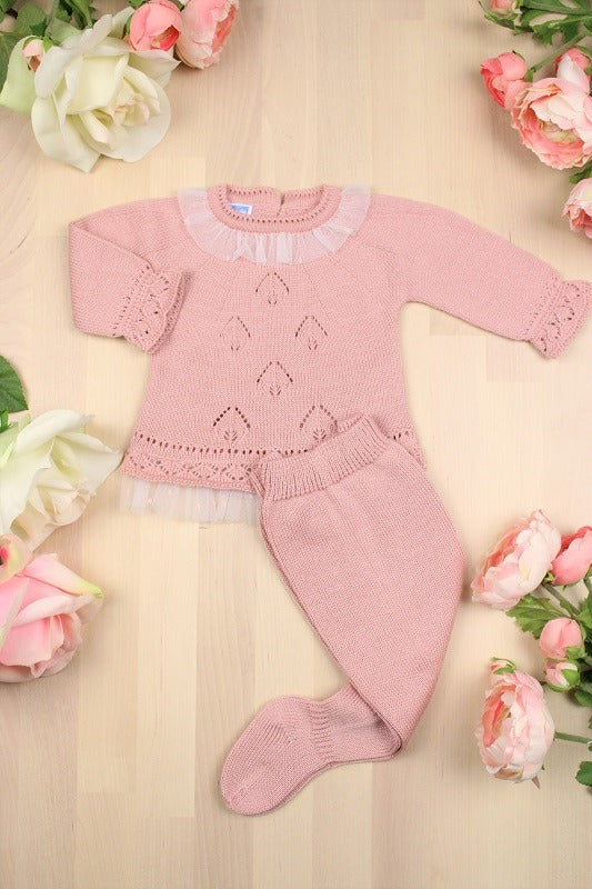 Conjunto recién nacida ROMANTIQUE punto polaina