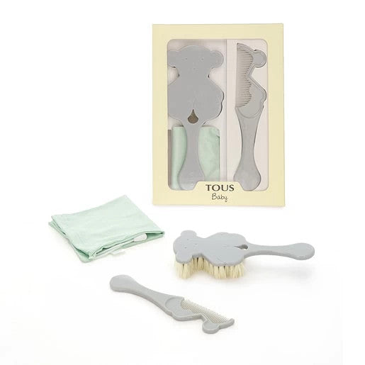 Set belleza de cepillo+peine+bolsa transportable Gris
